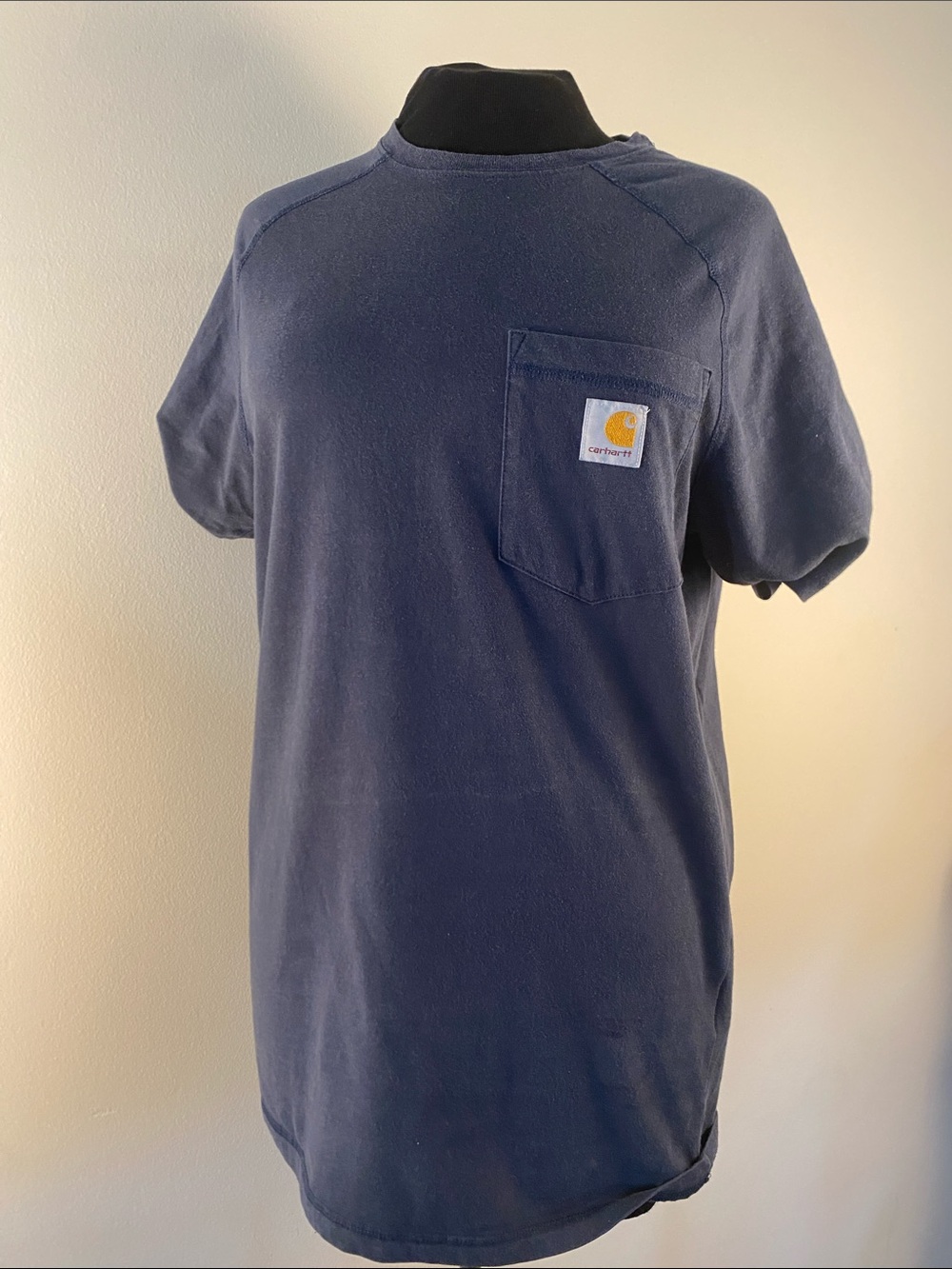 Carhartt Navy Short-Sleeve Pocket Tee with Logo Patch